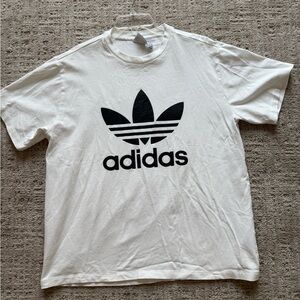 Adidas Women’s Size Large Heavy Cotton T-shirt White with Black Logo EUC Rare